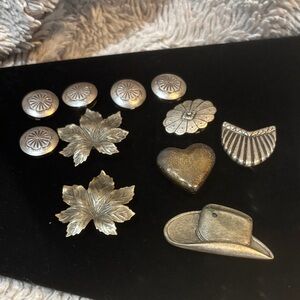 Vintage button covers silver Southwest style click it clickit easy attach 12